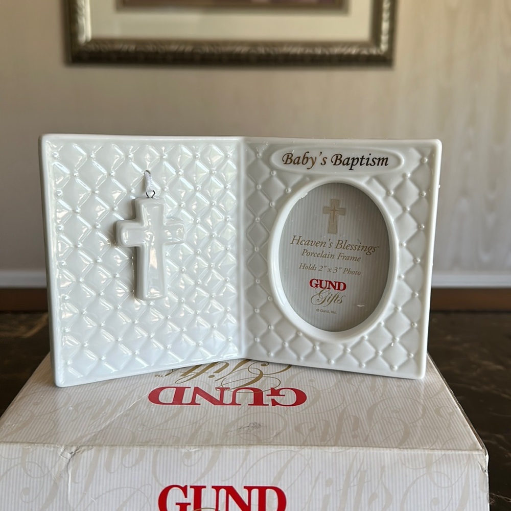 🌟5/$20🎉 Gund Baptism porcelain Frame w/24k gold accents